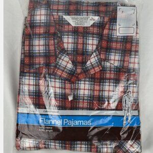 NEW Vintage Sears Red Plaid Flannel Pajama Set PJs Mens L Long Sleeve Pants 2 PC
